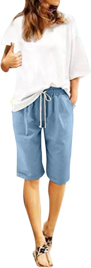Women Wide Leg Linen Pants 2025 Summer High Waisted Palazzo Pants Office Loose Flowy Trouser with Pockets