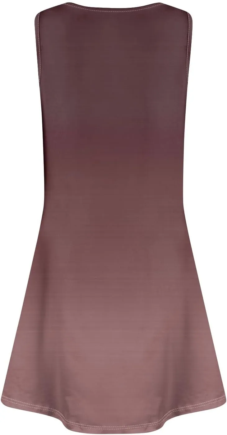 Women's Casual Day Printed Dress with V-Neck Vest and Pocket Beach Dress Casual Dresses