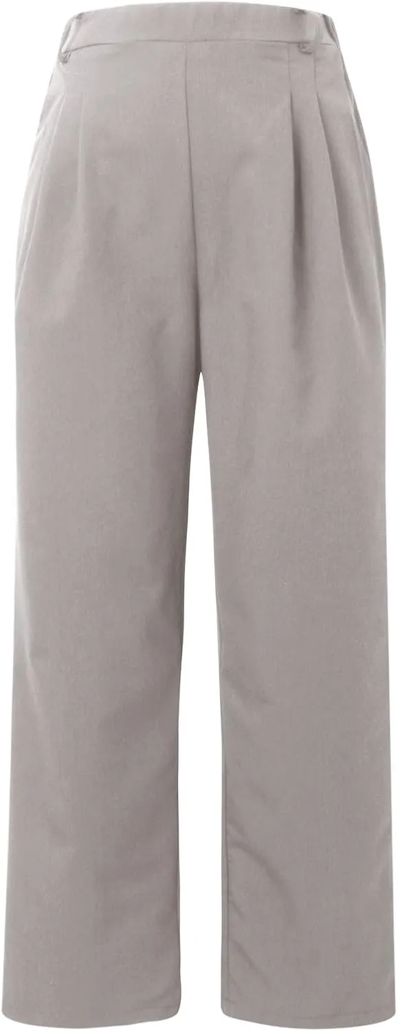 Womens Casual Wide Leg Pants High Waisted Button Down Straight Long Trousers Palazzo Pants