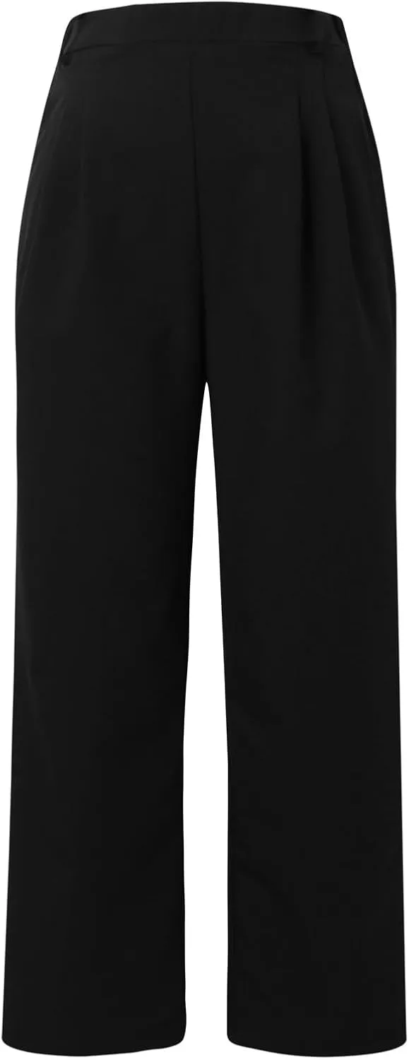 Womens Casual Wide Leg Pants High Waisted Button Down Straight Long Trousers Palazzo Pants