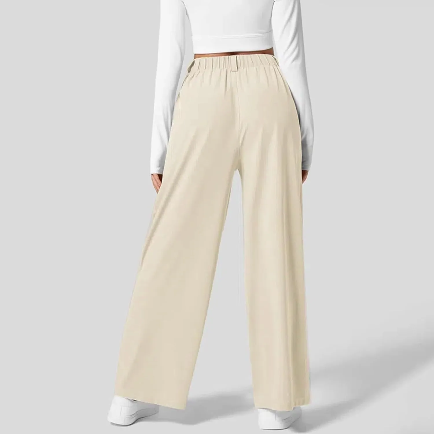 Womens Casual Wide Leg Pants High Waisted Button Down Straight Long Trousers Palazzo Pants