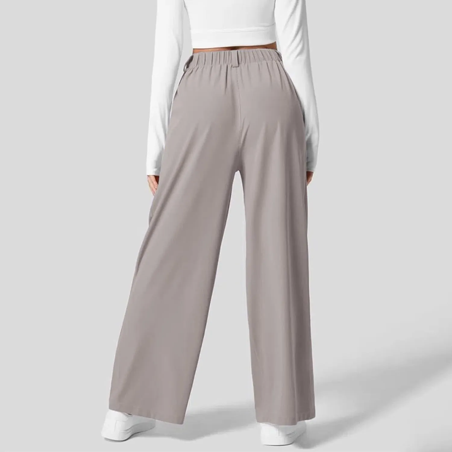 Womens Casual Wide Leg Pants High Waisted Button Down Straight Long Trousers Palazzo Pants