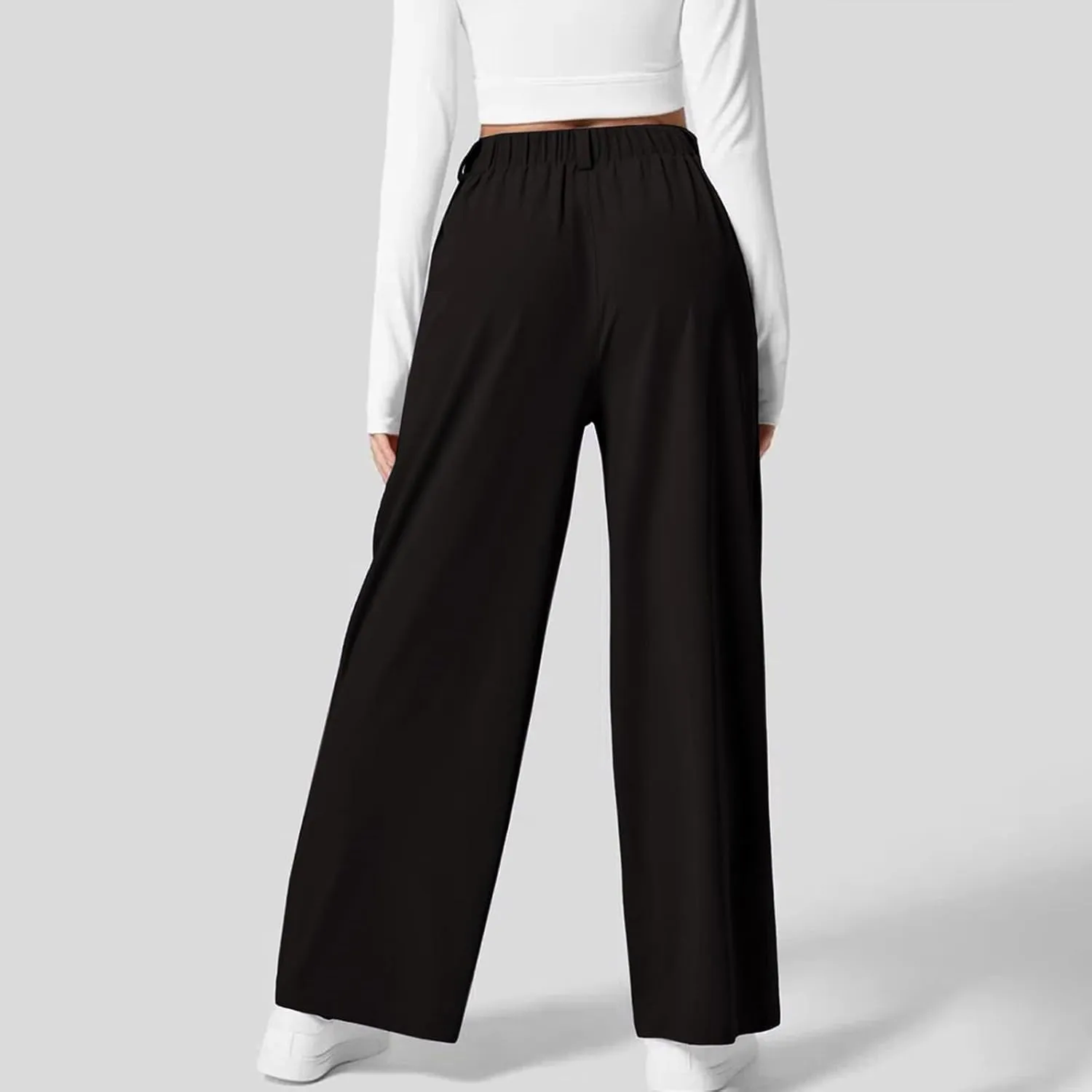 Womens Casual Wide Leg Pants High Waisted Button Down Straight Long Trousers Palazzo Pants