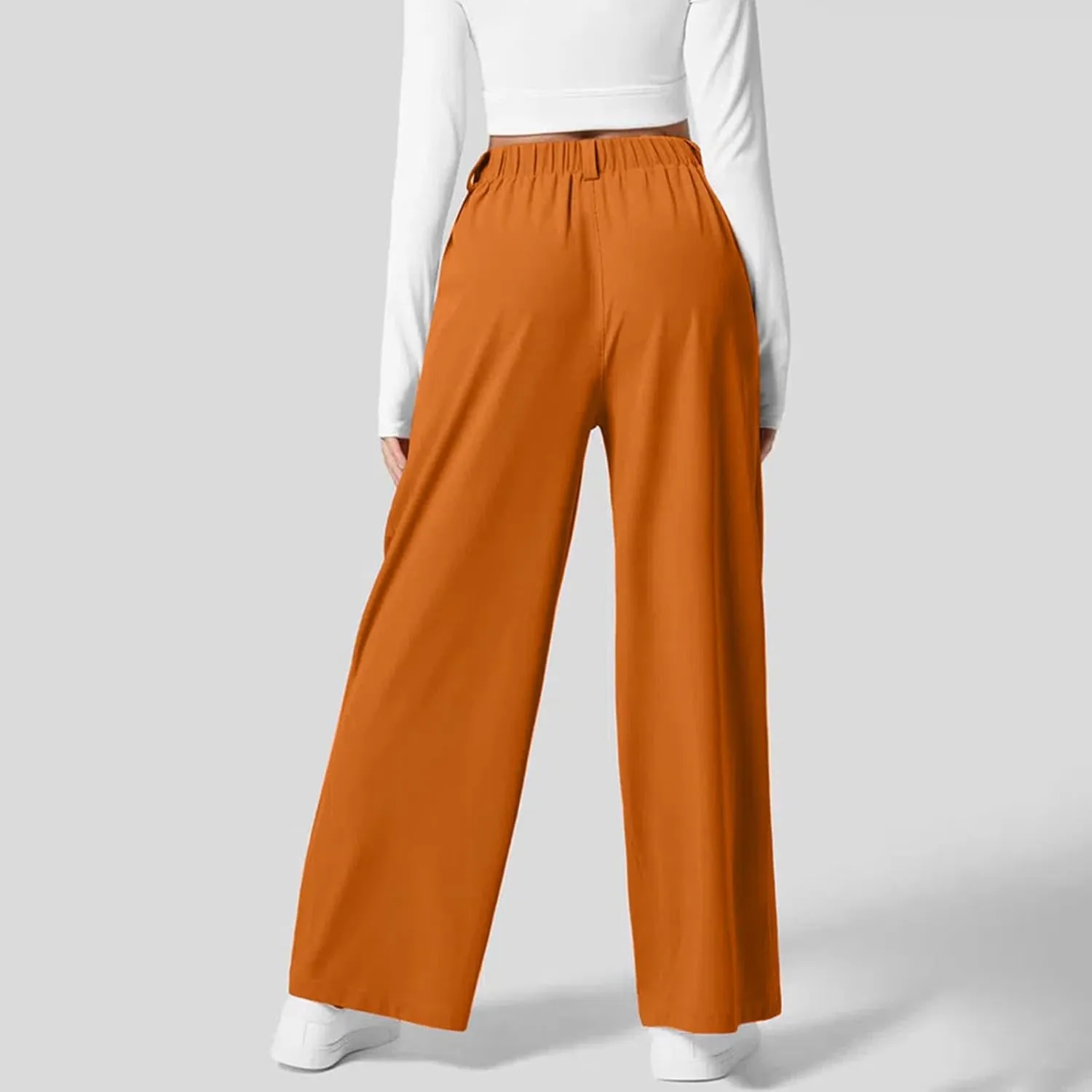 Womens Casual Wide Leg Pants High Waisted Button Down Straight Long Trousers Palazzo Pants