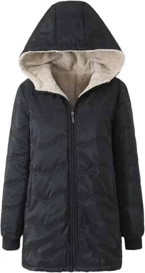 Women's Checked Lamb Velvet Jacket Casual Slim Fit Zipper Solid Color Keep Warm Women's Outdoor Recreation