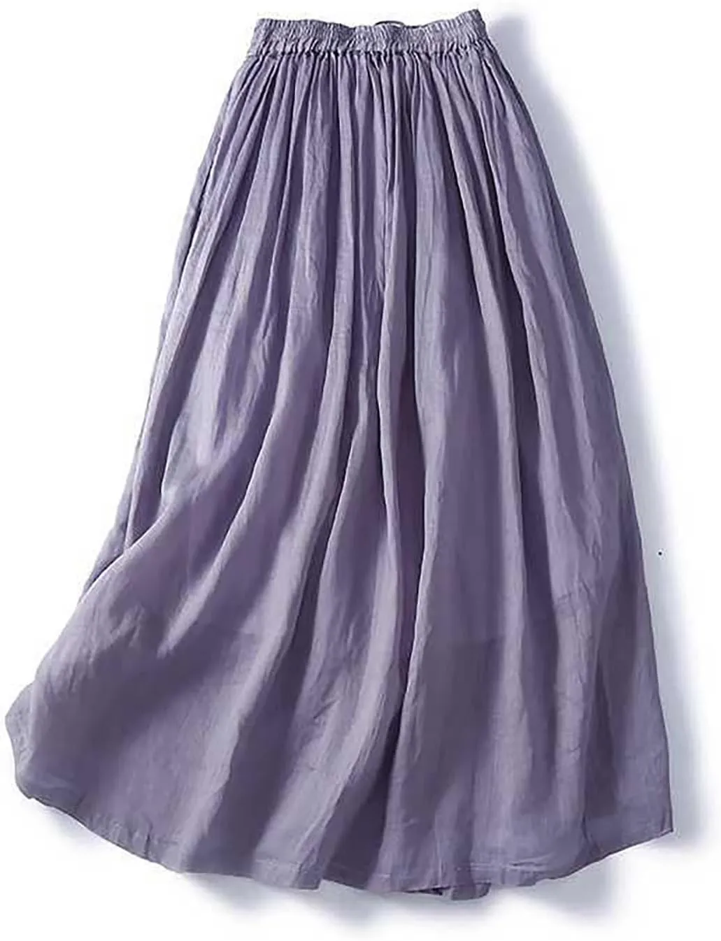Women's Cotton Linen Skirts Summer Lightweight Casual Lace-Up Waist Long Skirt Beach Vacation Flowy Boho Skirts