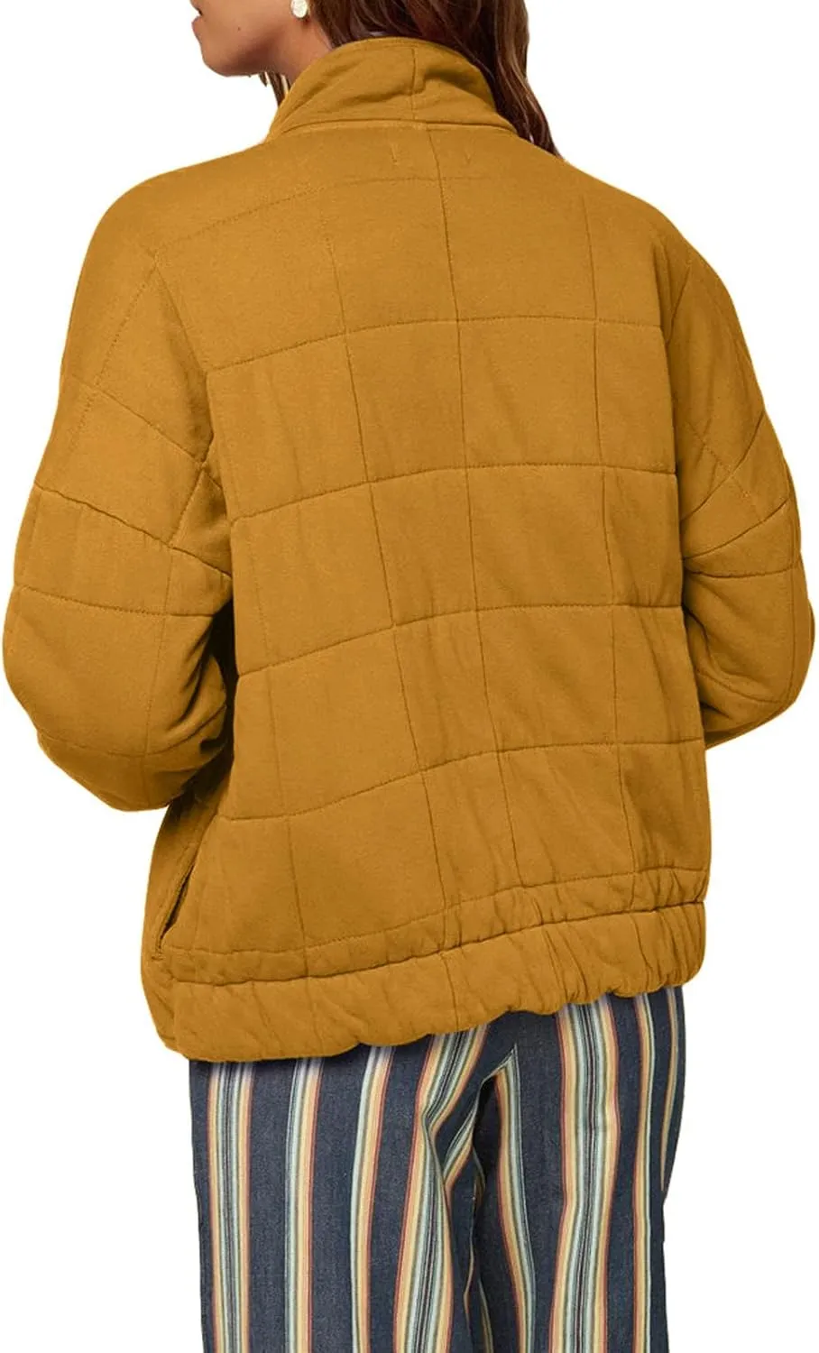 Womens Cropped Puffer Coat Ultralight Down Coat Packable Parkas Jacket Outerwear Zip Up Warm Hooded Padded Coat