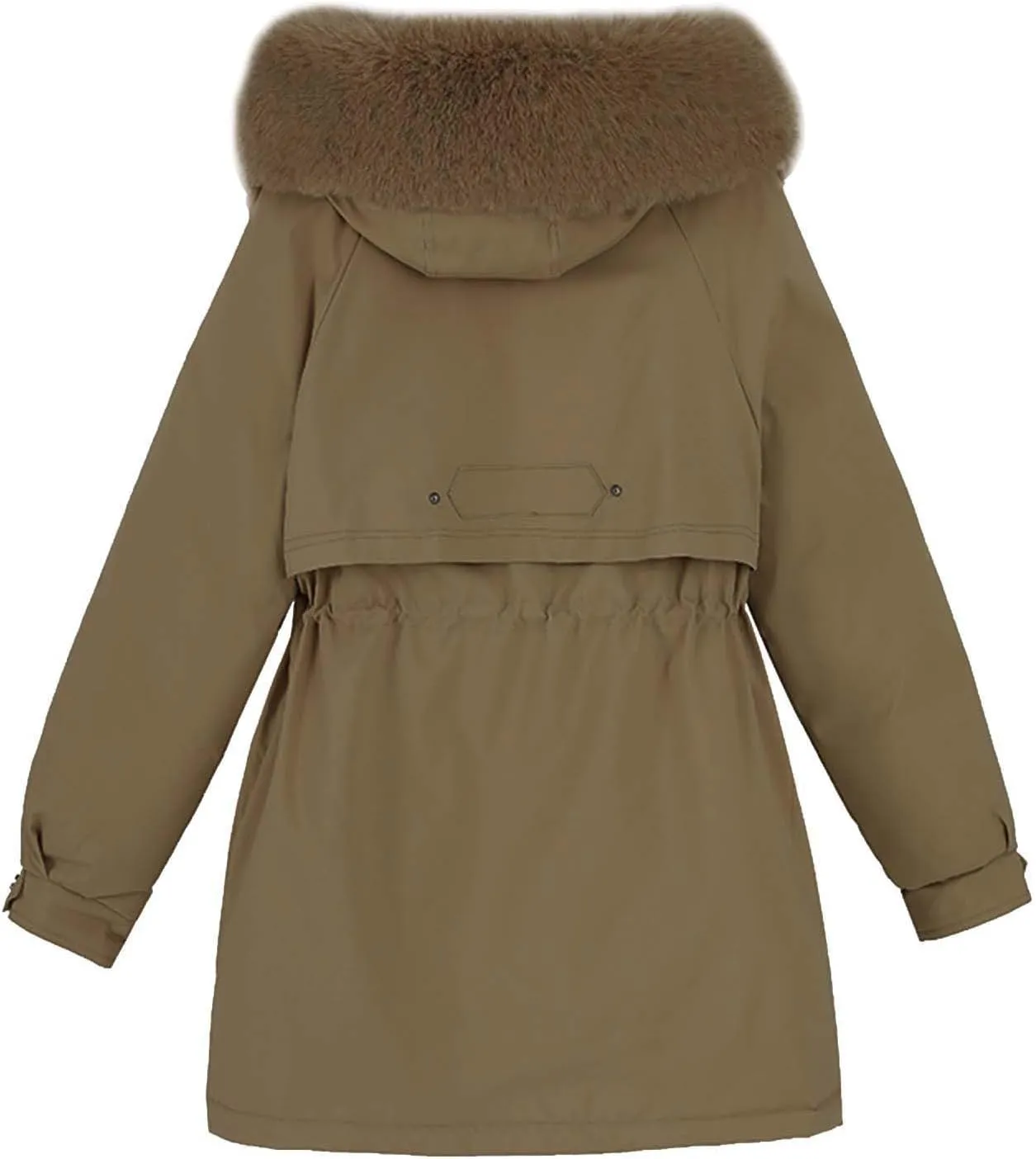 Women's Down Jacket Mid Length Thickened Quilted Puffer Jackets Padded Winter Coat Faux Fur Hood Outerwear Pockets