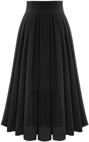 Women's Flowy Chiffon Pleated Skirt Summer Elegant High Waist Maxi Skirts Boho Casual Versatile Swing Long Skrit