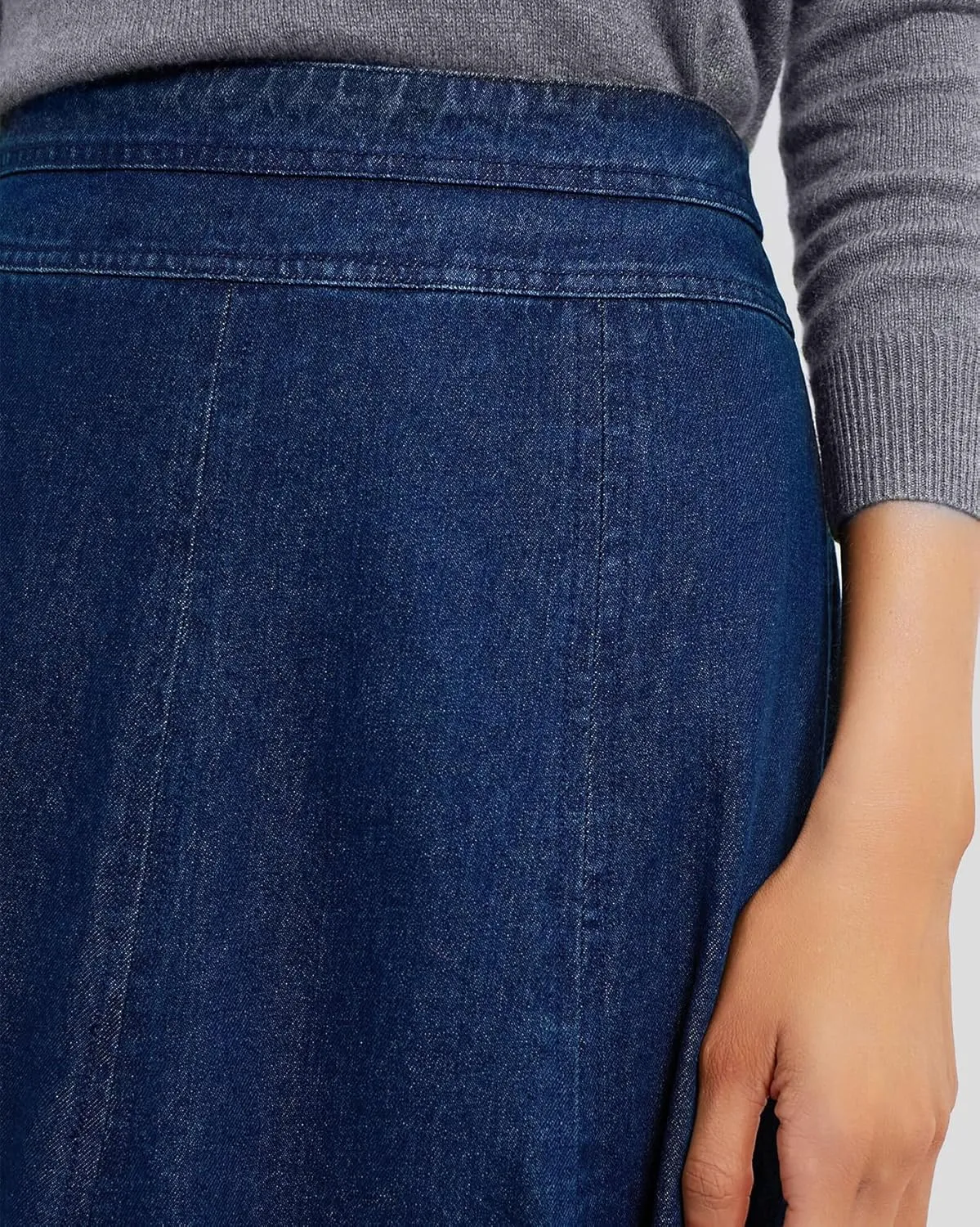 Women's Flowy Denim Skirts A Line High Waist Pleated Long Maxi Midi Flare Jean Skirts