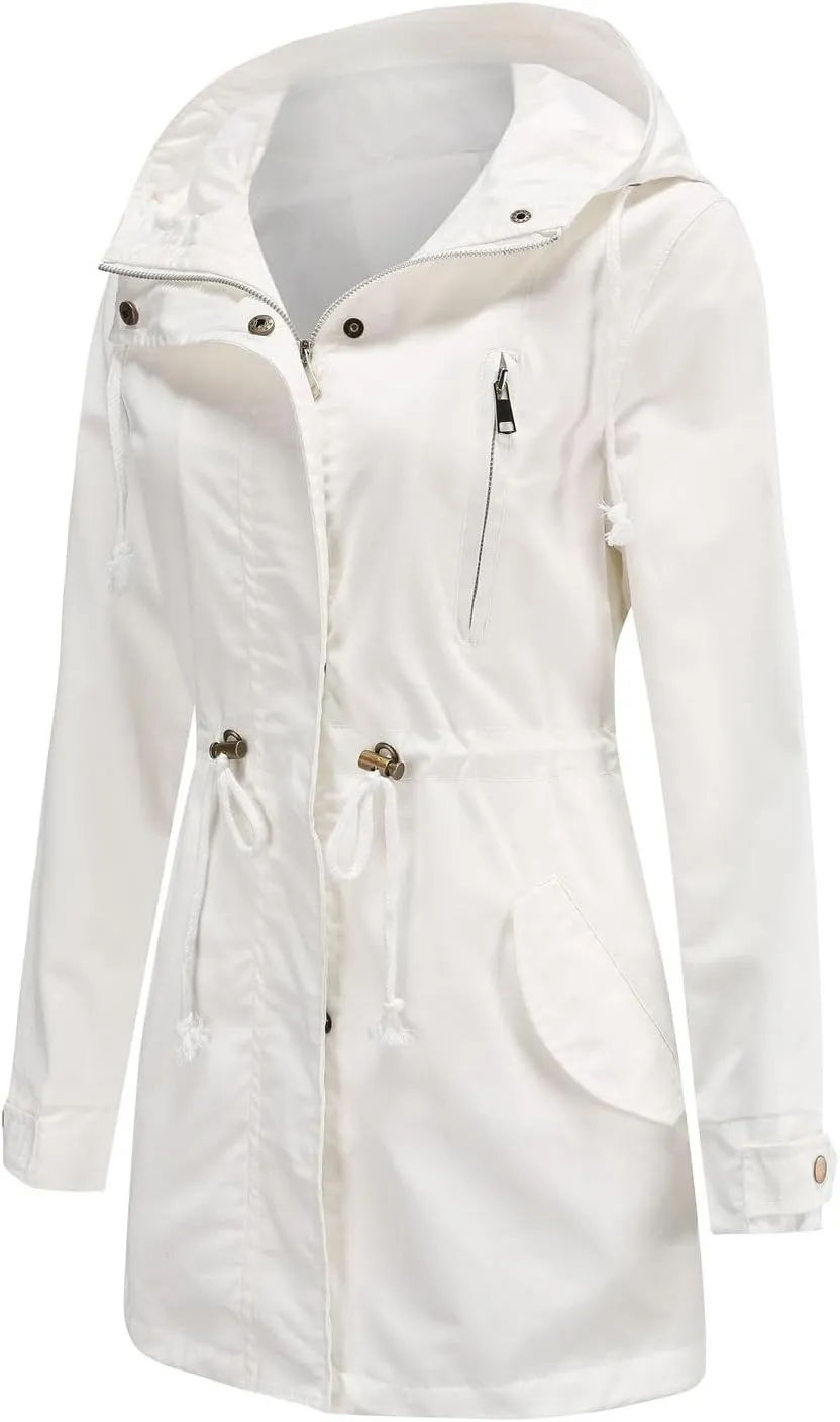 Women's Ligtweight Jackets Utility Slim Fit Zip Up Casual Fall Top Hooded Military Anorak Jackets with Pockets