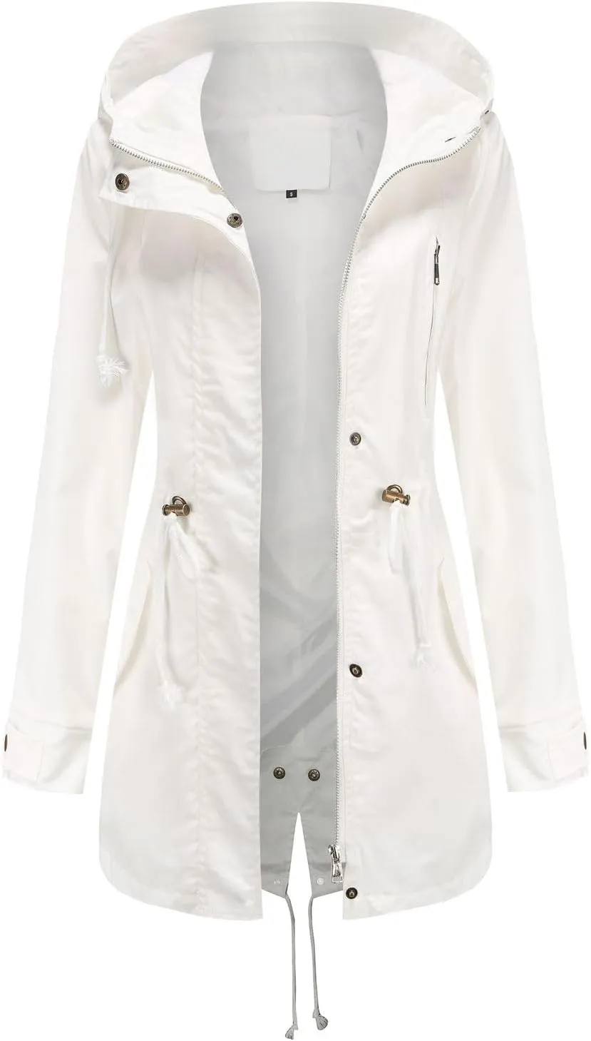 Women's Ligtweight Jackets Utility Slim Fit Zip Up Casual Fall Top Hooded Military Anorak Jackets with Pockets