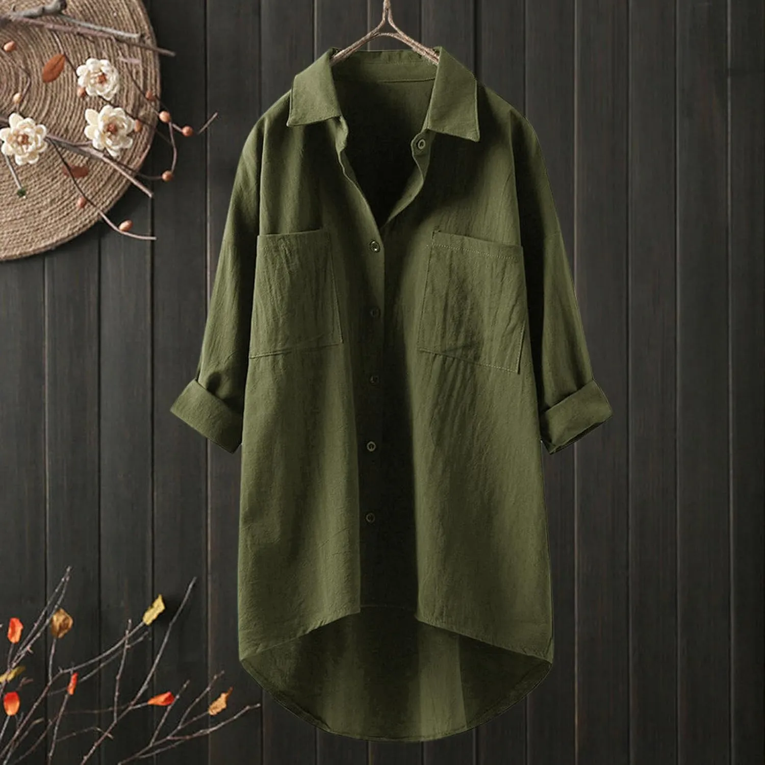 Womens Linen Shirts V Neck Buttons Blouses Solid Color Oversized Tops Short Sleeve Loose Fit Tunic Top