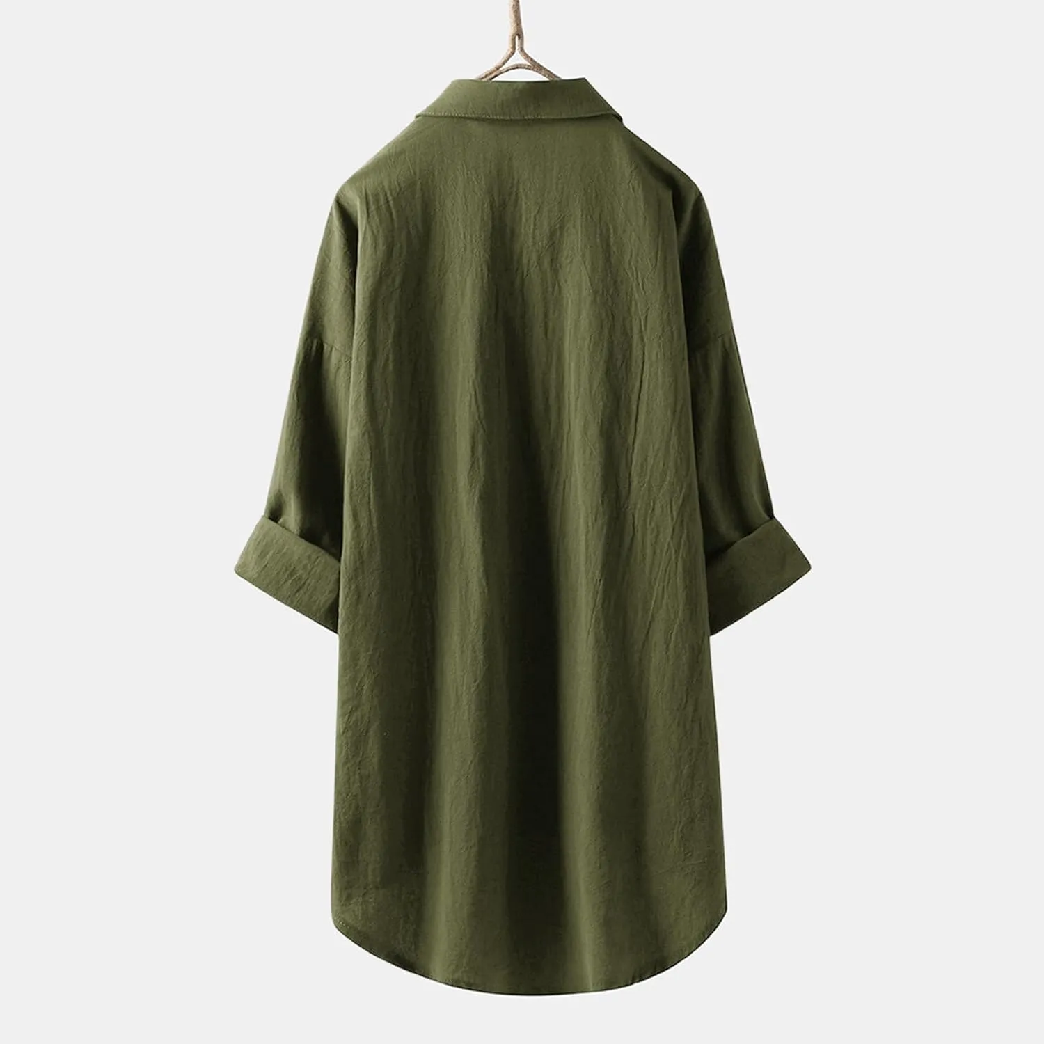 Womens Linen Shirts V Neck Buttons Blouses Solid Color Oversized Tops Short Sleeve Loose Fit Tunic Top