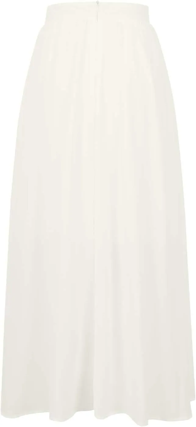 Womens Maxi Skirts Baggy Casual Flowy Skirt 2025 Summer Fashion Outfit Basic Solid A-Line Swing Skirts with Pocket