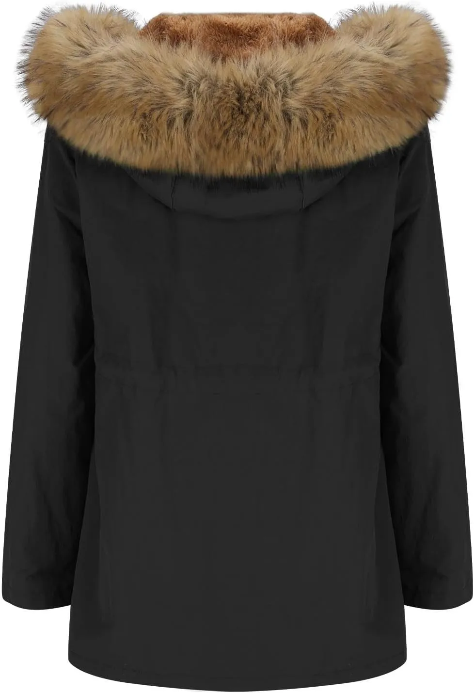 Women's Mid-Length Parka Winter Outerwear Jacket Soft Fleece Warm Snow Coat Solid Color Classic Coats Casual Jacket