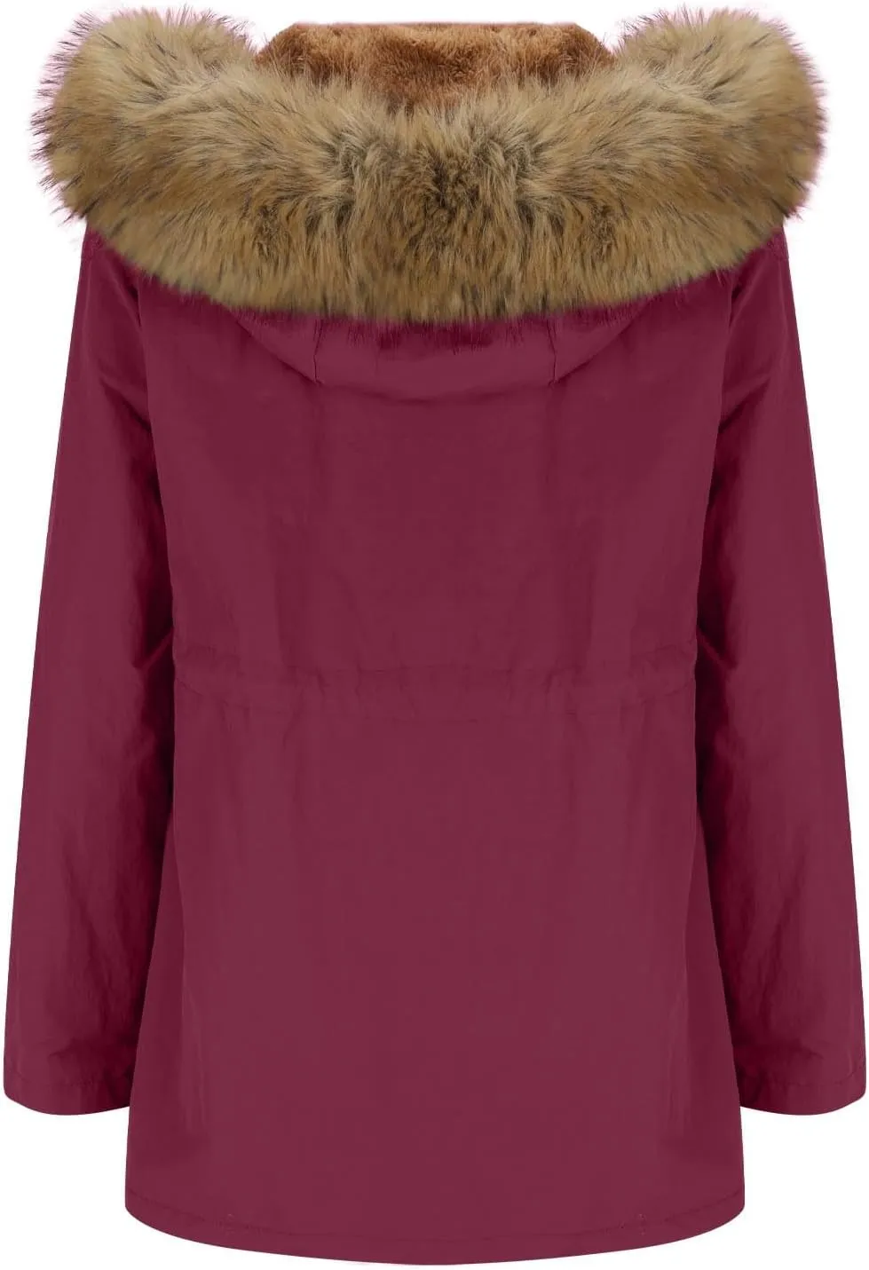 Women's Mid-Length Parka Winter Outerwear Jacket Soft Fleece Warm Snow Coat Solid Color Classic Coats Casual Jacket