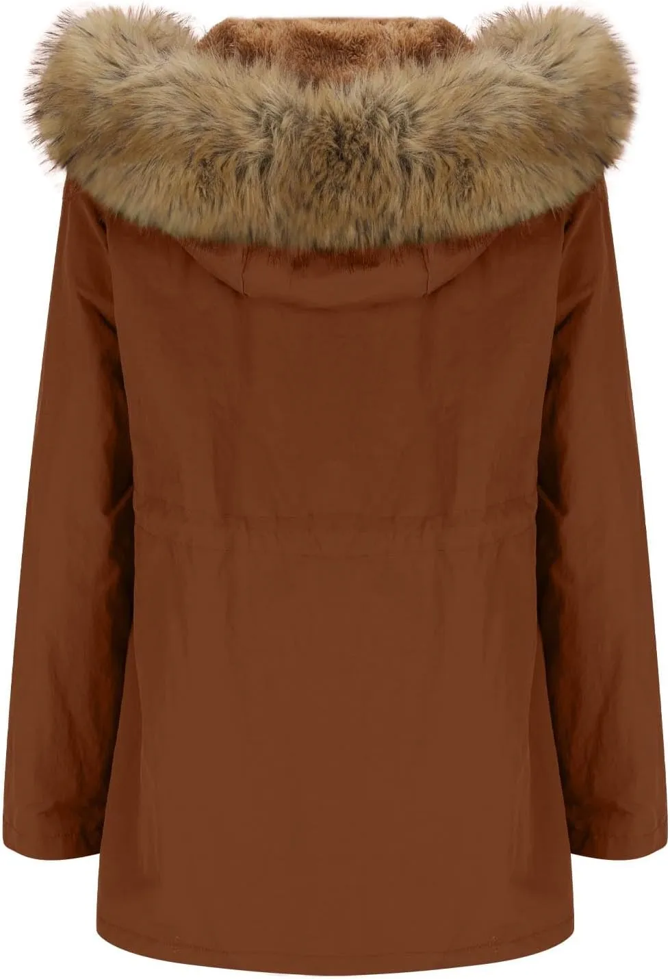 Women's Mid-Length Parka Winter Outerwear Jacket Soft Fleece Warm Snow Coat Solid Color Classic Coats Casual Jacket