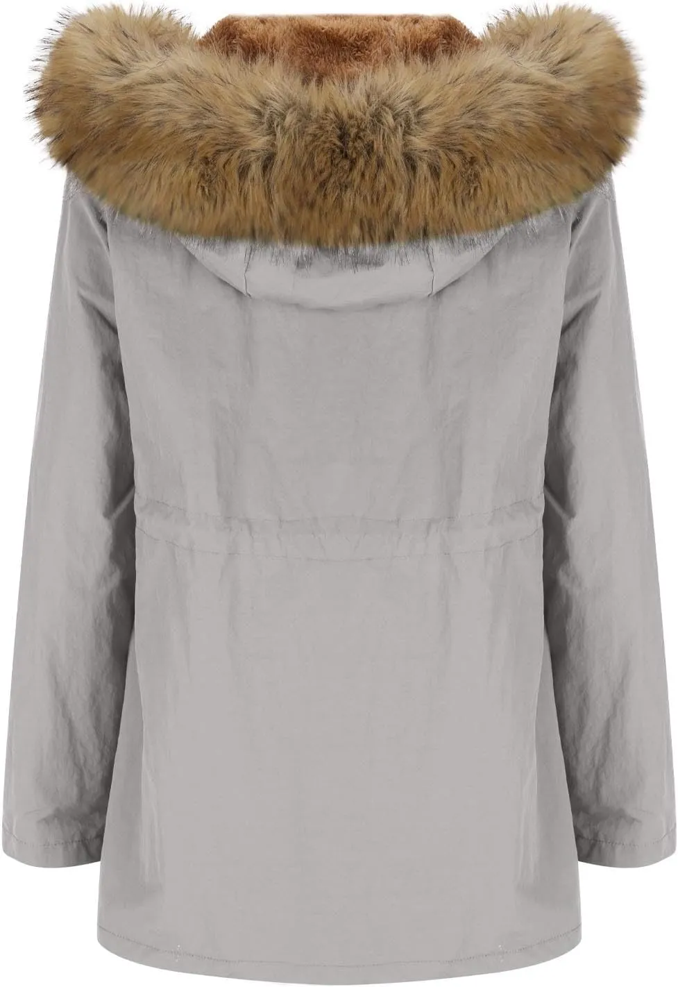 Women's Mid-Length Parka Winter Outerwear Jacket Soft Fleece Warm Snow Coat Solid Color Classic Coats Casual Jacket