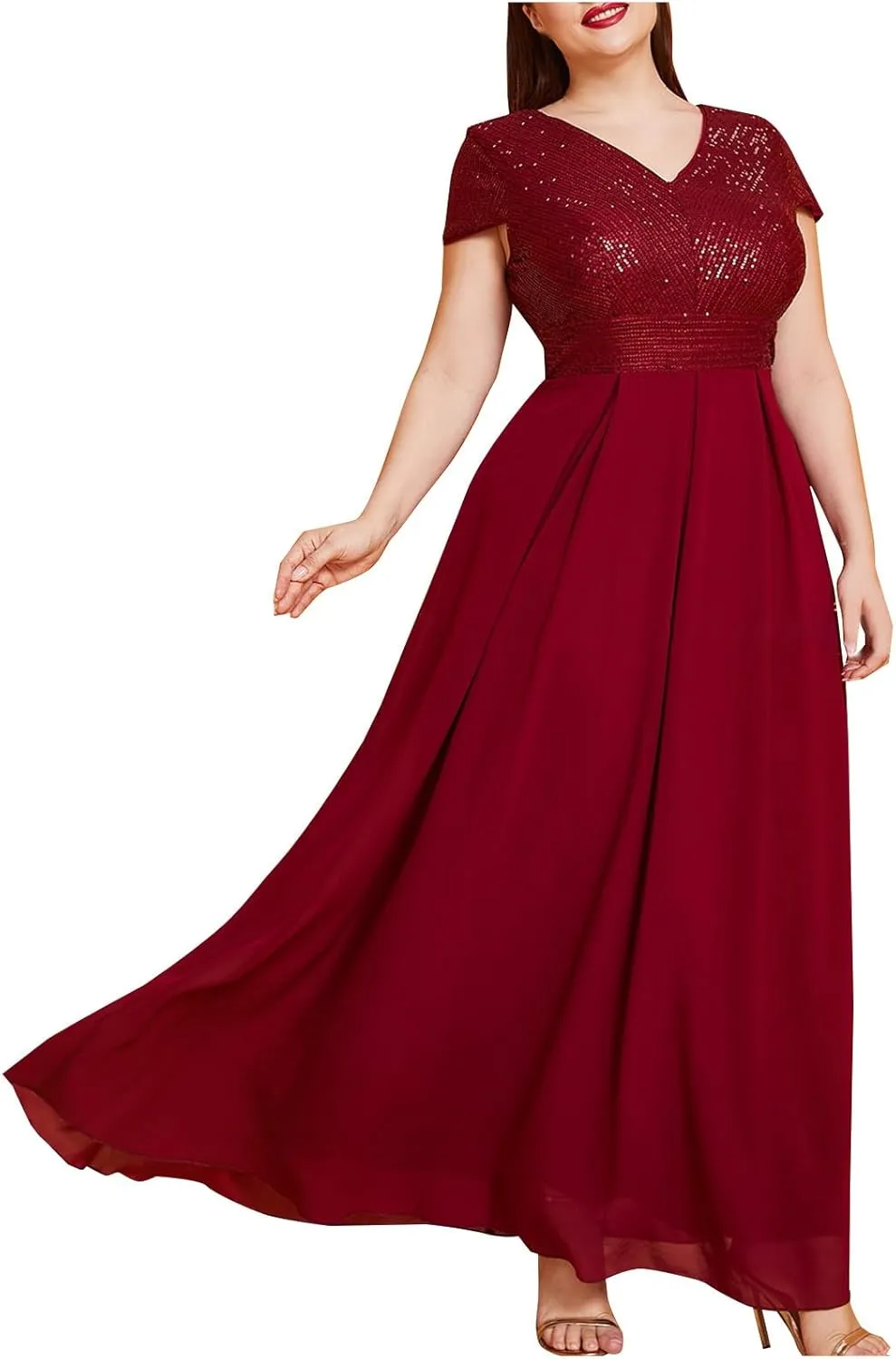 Womens Plus Size Wedding Guest Dress Formal Floral Lace Cocktail Party Maxi Dresses Chiffon Mother of The Bride Dress