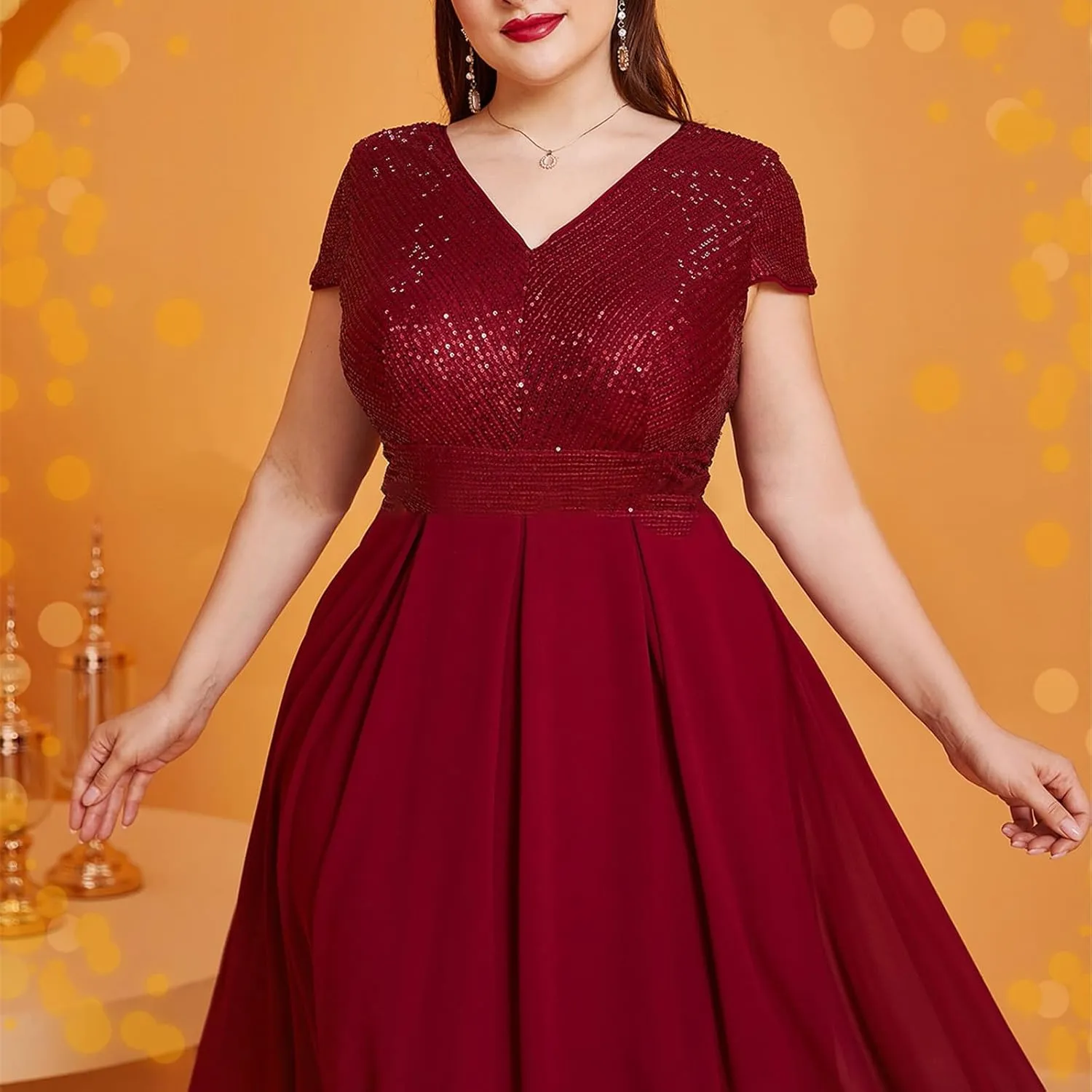Womens Plus Size Wedding Guest Dress Formal Floral Lace Cocktail Party Maxi Dresses Chiffon Mother of The Bride Dress