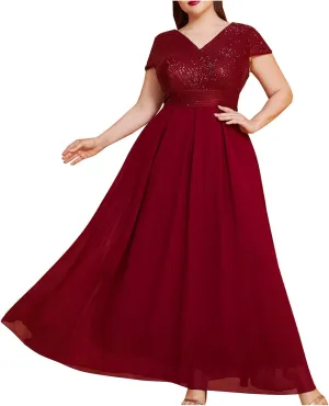 Womens Plus Size Wedding Guest Dress Formal Floral Lace Cocktail Party Maxi Dresses Chiffon Mother of The Bride Dress