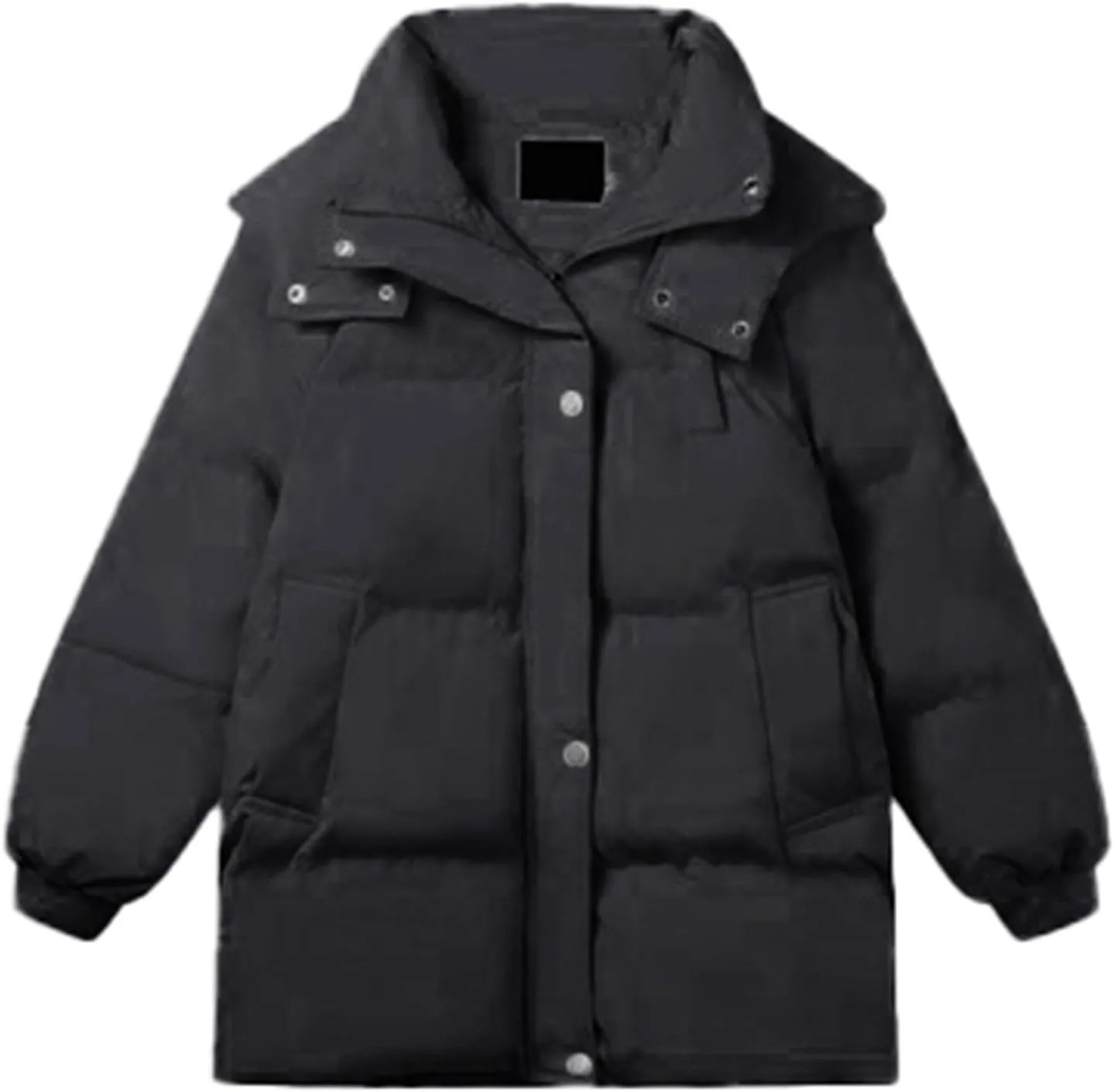 Women's Puffer Down Jacket Lightweight Quilted Jackets Oversized Mid Length Thickened Hoodie Winter Coat with Pockets