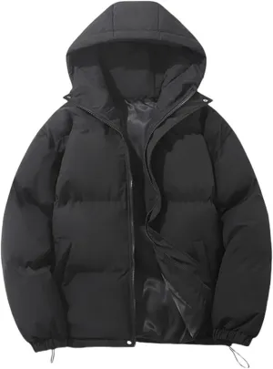Womens Puffer Jacket Fashion Fleece Long Sleeve Full Zip Coat Winter Baggy Lightweight Warm Hood Outwear with Pockets