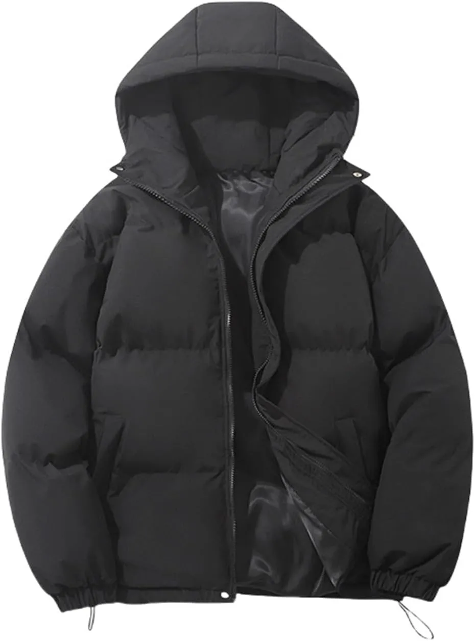 Womens Puffer Jacket Fashion Fleece Long Sleeve Full Zip Coat Winter Baggy Lightweight Warm Hood Outwear with Pockets