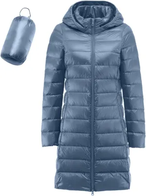 Womens Puffer Jacket Winter Warm Packable Down Jacket Lightweight Slim Fit Hooded Jacket Short Down Coat Long Coat