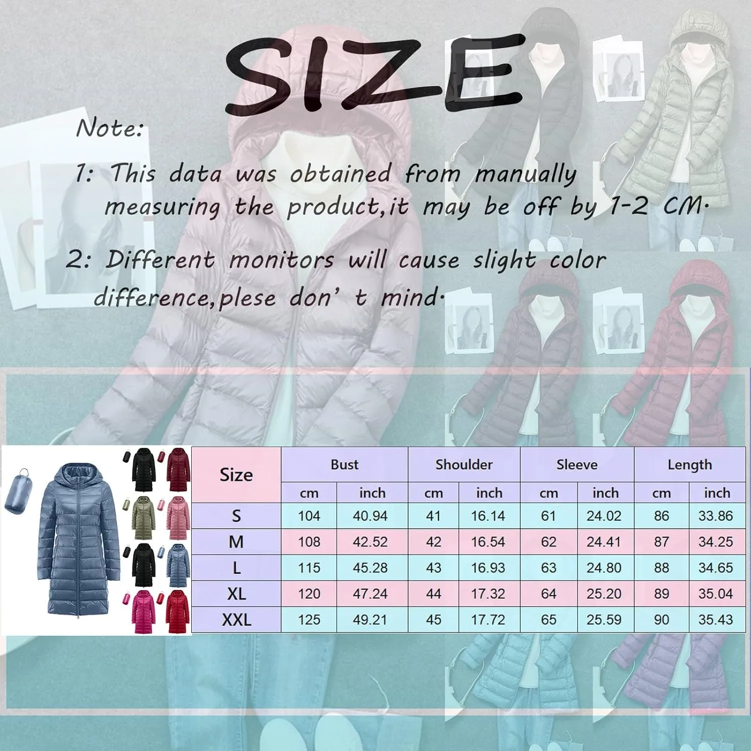 Womens Puffer Jacket Winter Warm Packable Down Jacket Lightweight Slim Fit Hooded Jacket Short Down Coat Long Coat