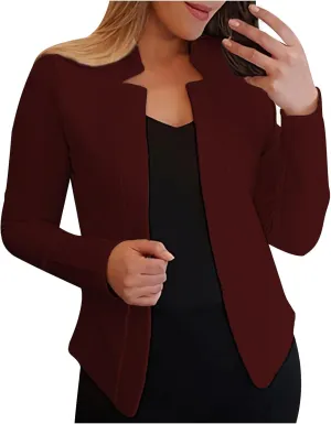 Women's Solid Color Fit Suit Jacket,Womens Trendy 2024 Fit Light Clothes,Shoulder Pad Without Collar Pocket Button