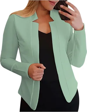 Women's Solid Color Fit Suit Jacket,Womens Trendy 2024 Fit Light Clothes,Shoulder Pad Without Collar Pocket Button