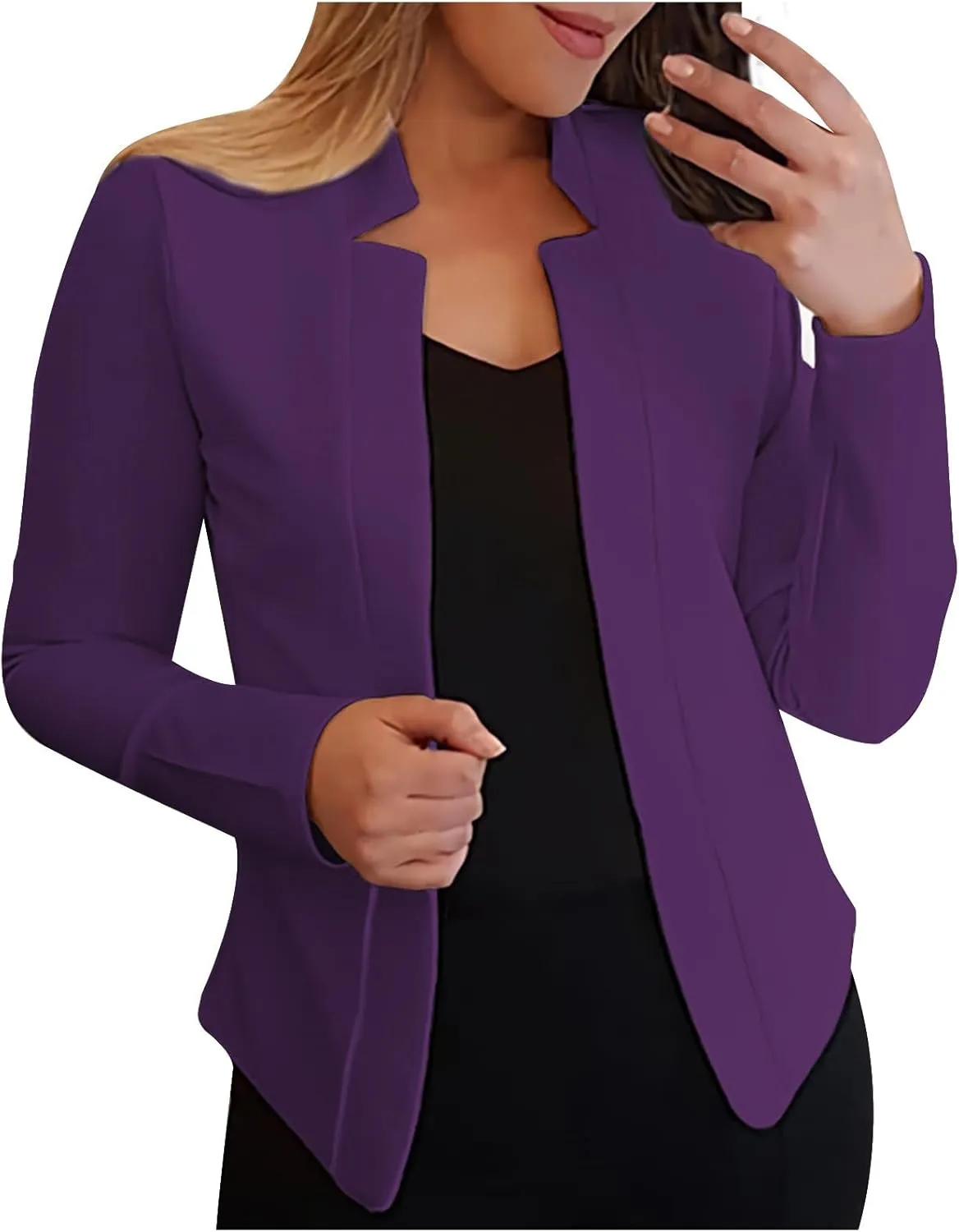 Women's Solid Color Fit Suit Jacket,Womens Trendy 2024 Fit Light Clothes,Shoulder Pad Without Collar Pocket Button