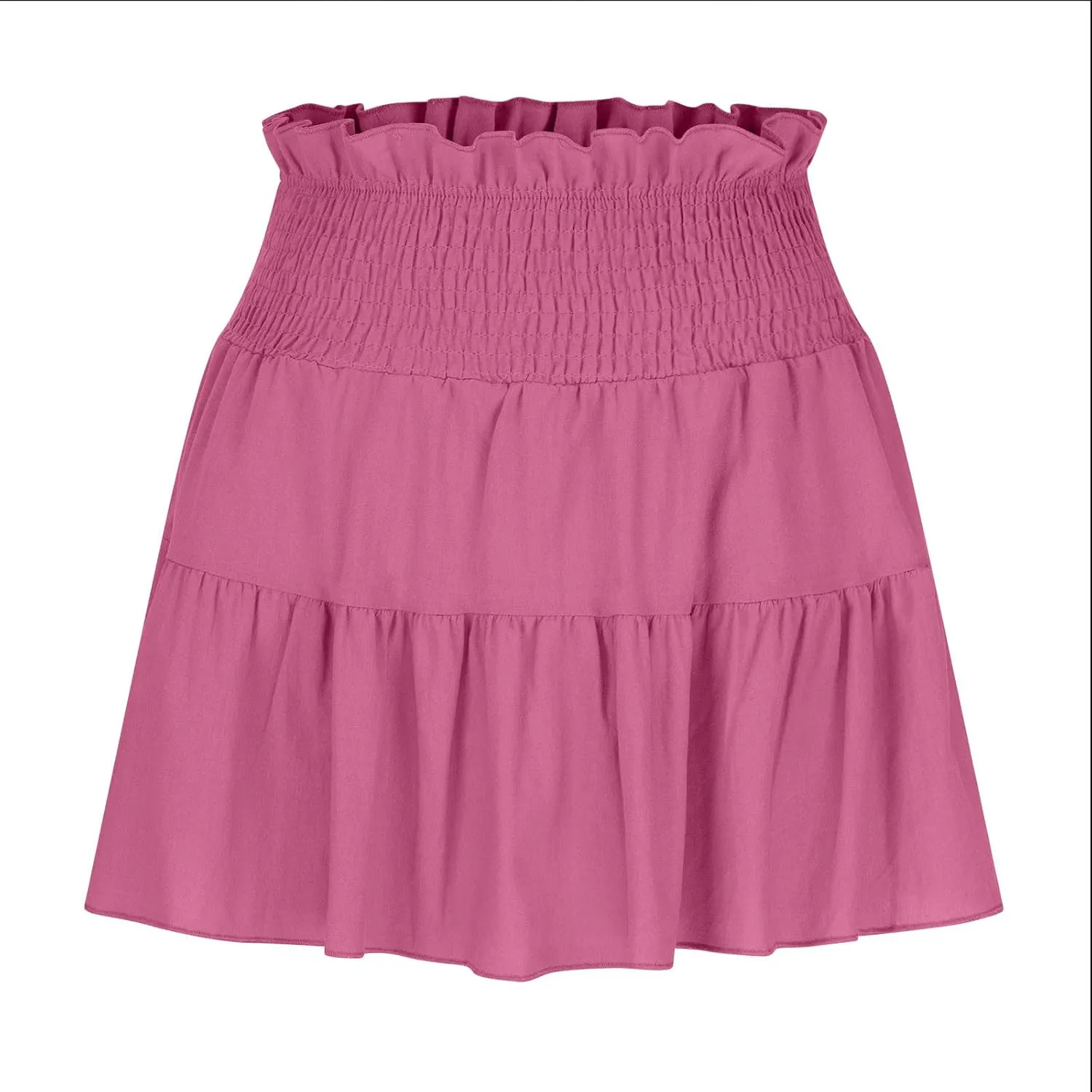 Womens Summer Mini Skirts 2025 Vacation Cute Skirt Ruffle Elastic Waist A-Line Pleated Skirt Beach Party Short Skirt