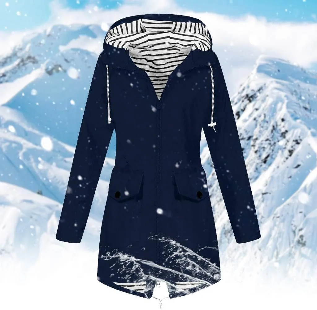 Womens Trench Coat Solid Hooded Jacket Windproof Outdoor Coat Plus Women'S Double Breasted Mid-Length Belted