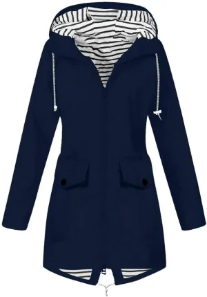 Womens Trench Coat Solid Hooded Jacket Windproof Outdoor Coat Plus Women'S Double Breasted Mid-Length Belted