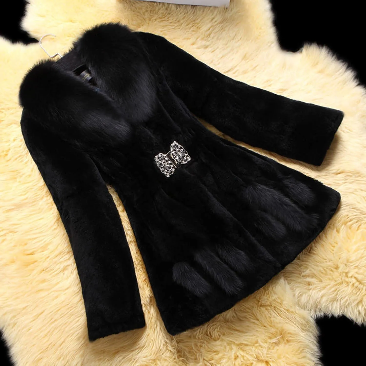 Women's Waterproof Ski Snow Jacket Winter Warm Jumper With Pockets Thick Warm Faux Lamb Wool Lined Jacket Coat