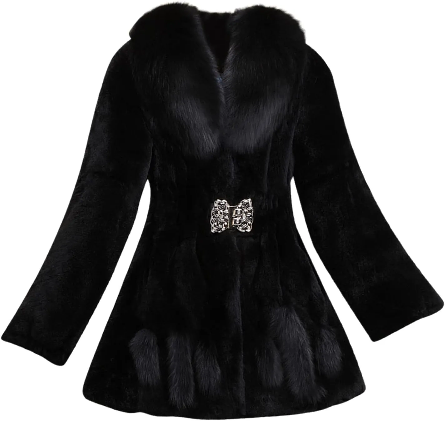Women's Waterproof Ski Snow Jacket Winter Warm Jumper With Pockets Thick Warm Faux Lamb Wool Lined Jacket Coat