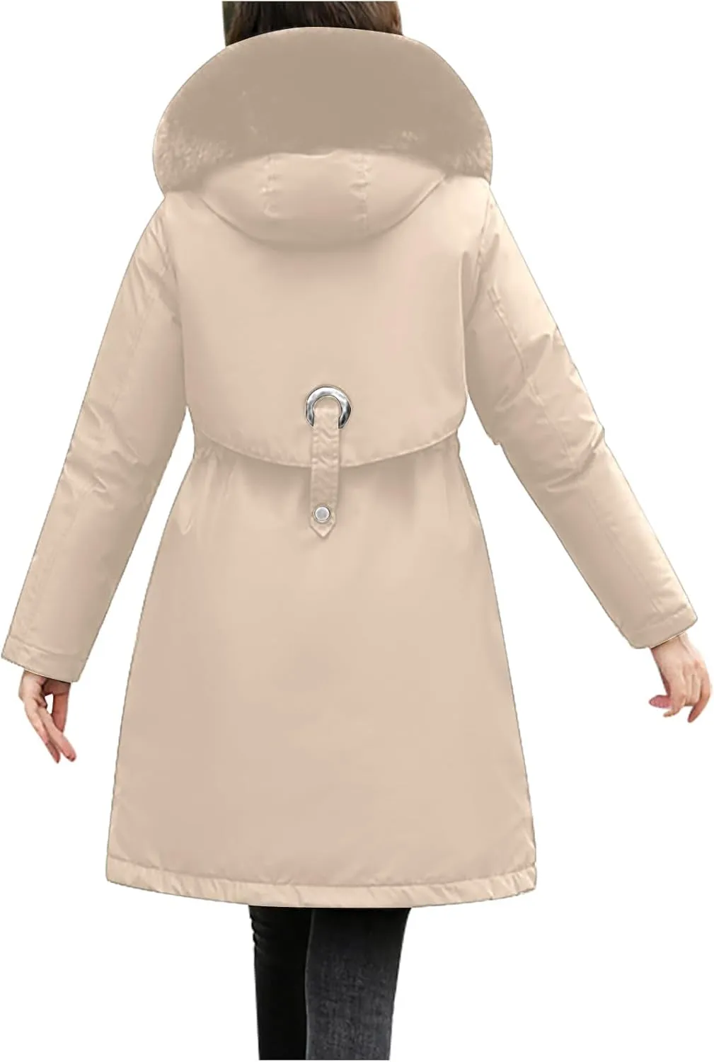 Women's Winter Down Parkas Mid-Length Zipper Puffer Coats Fur Collar Hooded Warm Down Jacket Coats 2024 Outerwear