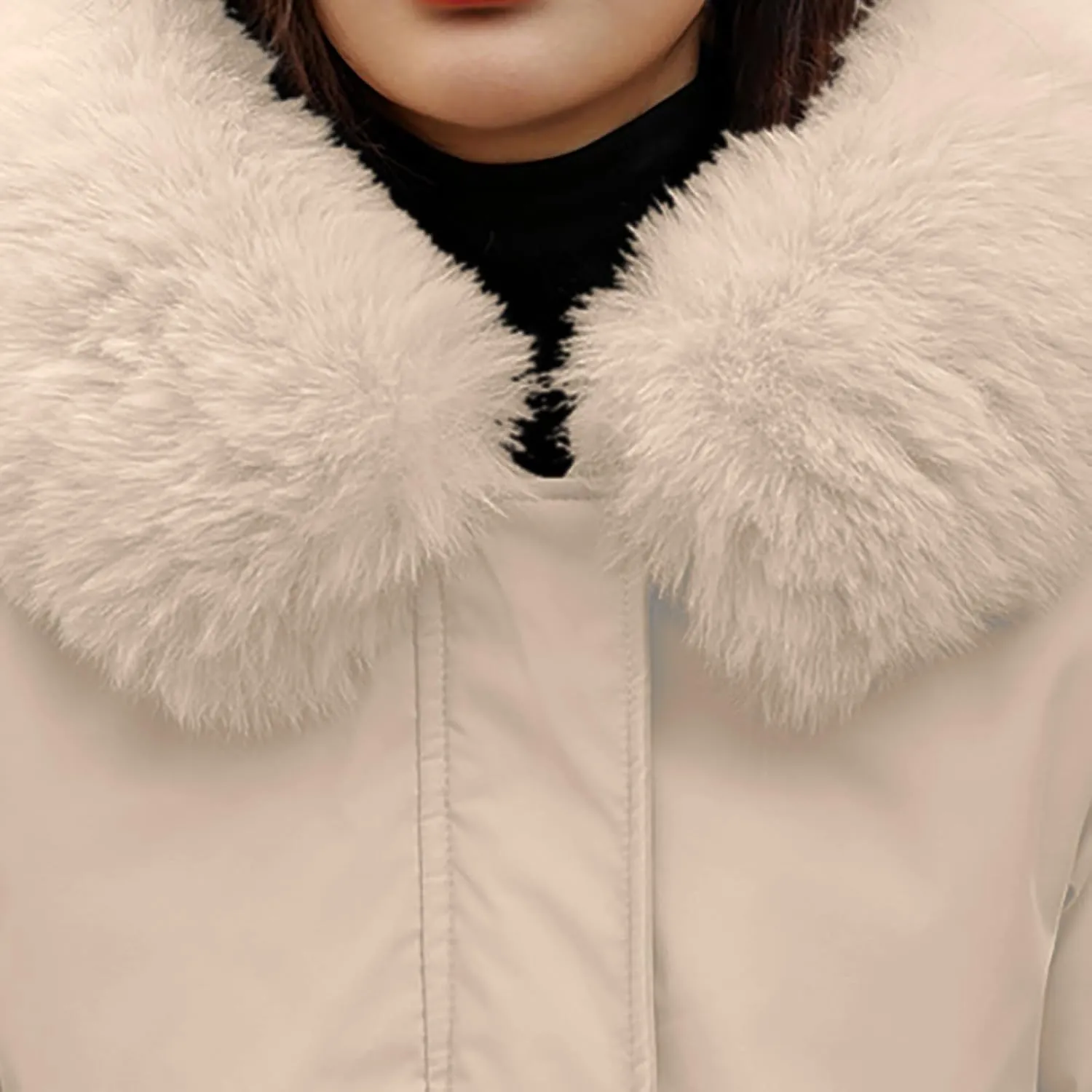 Women's Winter Down Parkas Mid-Length Zipper Puffer Coats Fur Collar Hooded Warm Down Jacket Coats 2024 Outerwear