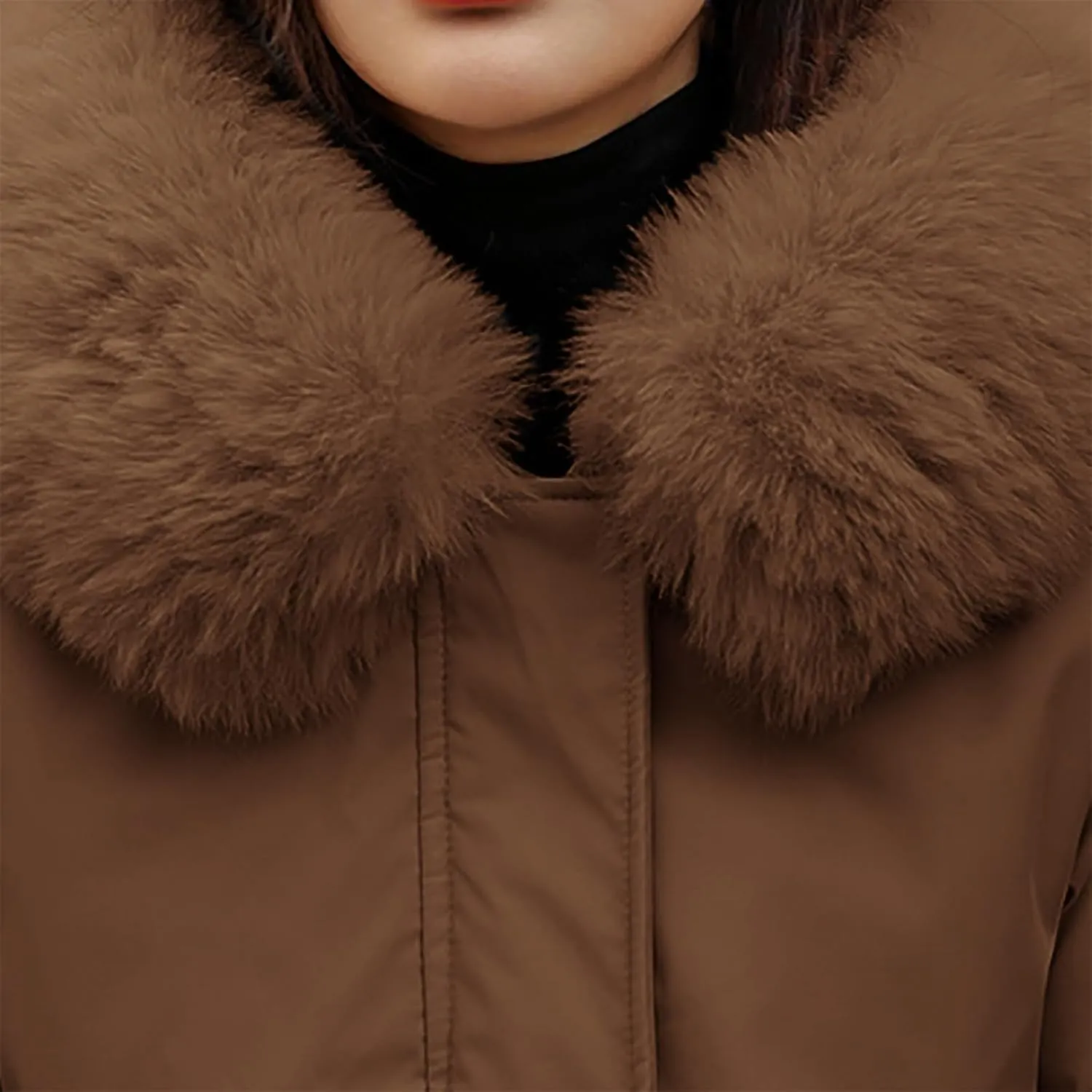 Women's Winter Down Parkas Mid-Length Zipper Puffer Coats Fur Collar Hooded Warm Down Jacket Coats 2024 Outerwear