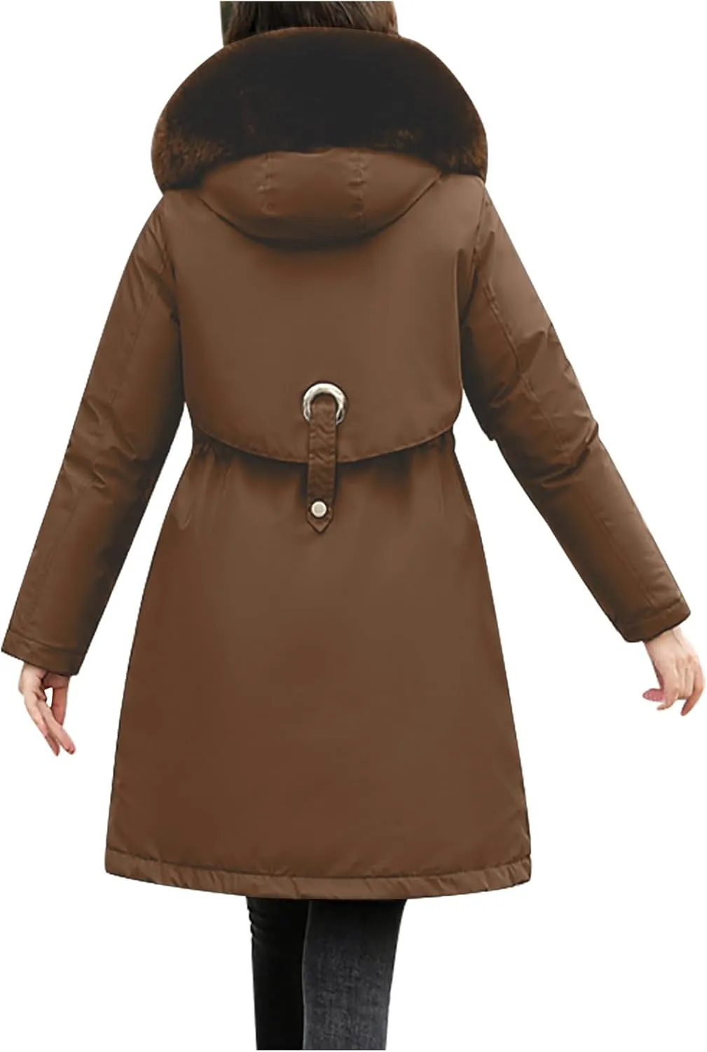 Women's Winter Down Parkas Mid-Length Zipper Puffer Coats Fur Collar Hooded Warm Down Jacket Coats 2024 Outerwear