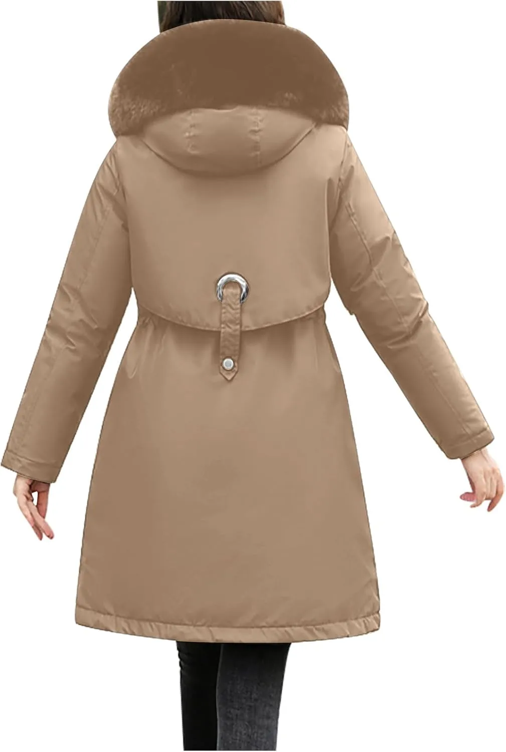 Women's Winter Down Parkas Mid-Length Zipper Puffer Coats Fur Collar Hooded Warm Down Jacket Coats 2024 Outerwear