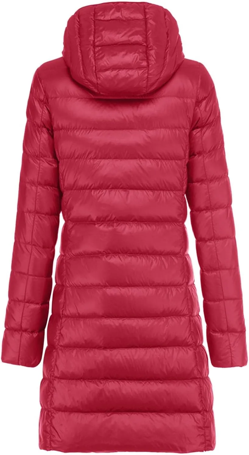 Womens Winter Jacket Packable Down Jacket Winter Warm Puffer Coat Lightweight Slim Fit Jacket Long Down Coat Ouewear