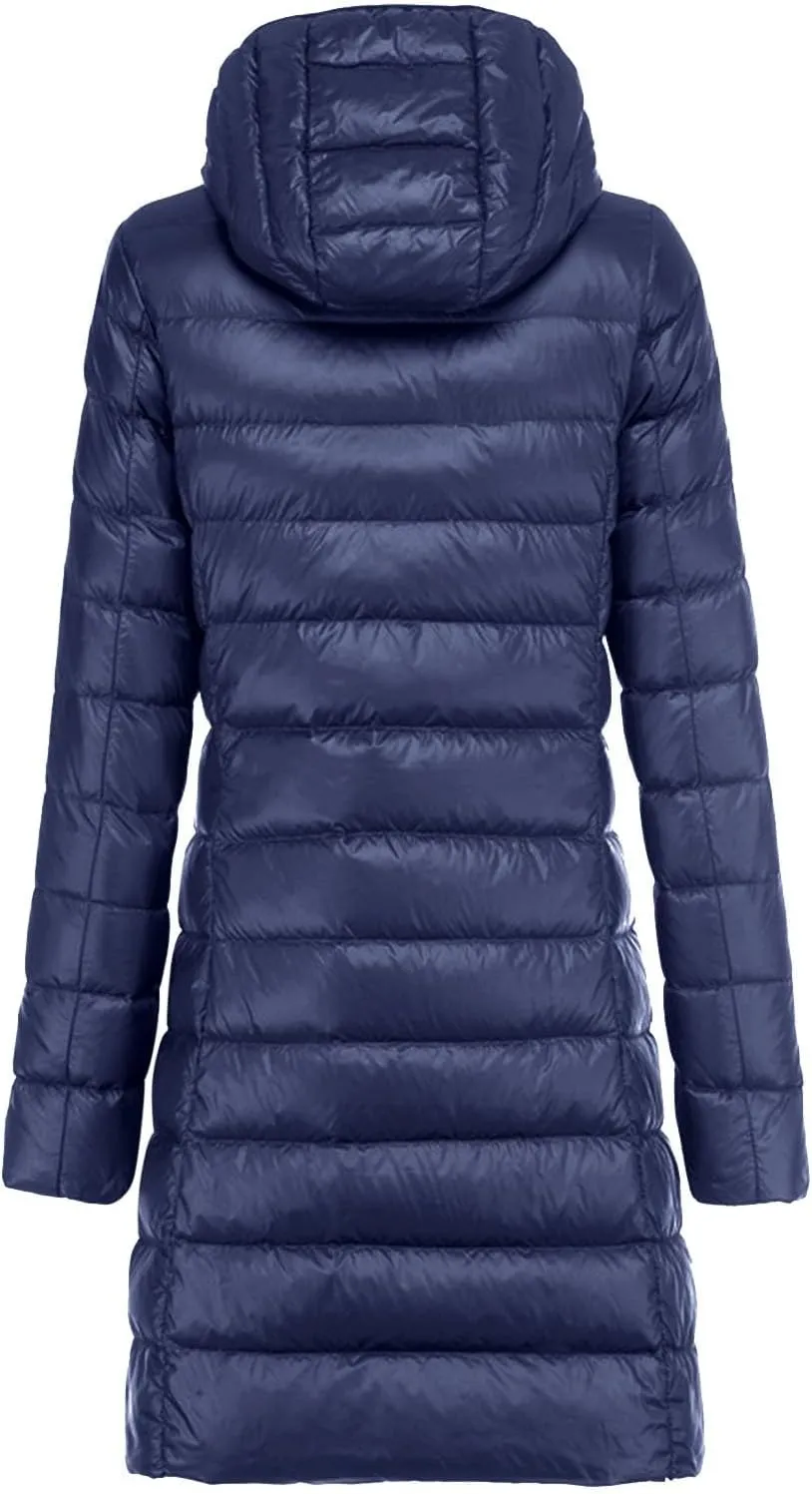 Womens Winter Jacket Packable Down Jacket Winter Warm Puffer Coat Lightweight Slim Fit Jacket Long Down Coat Ouewear