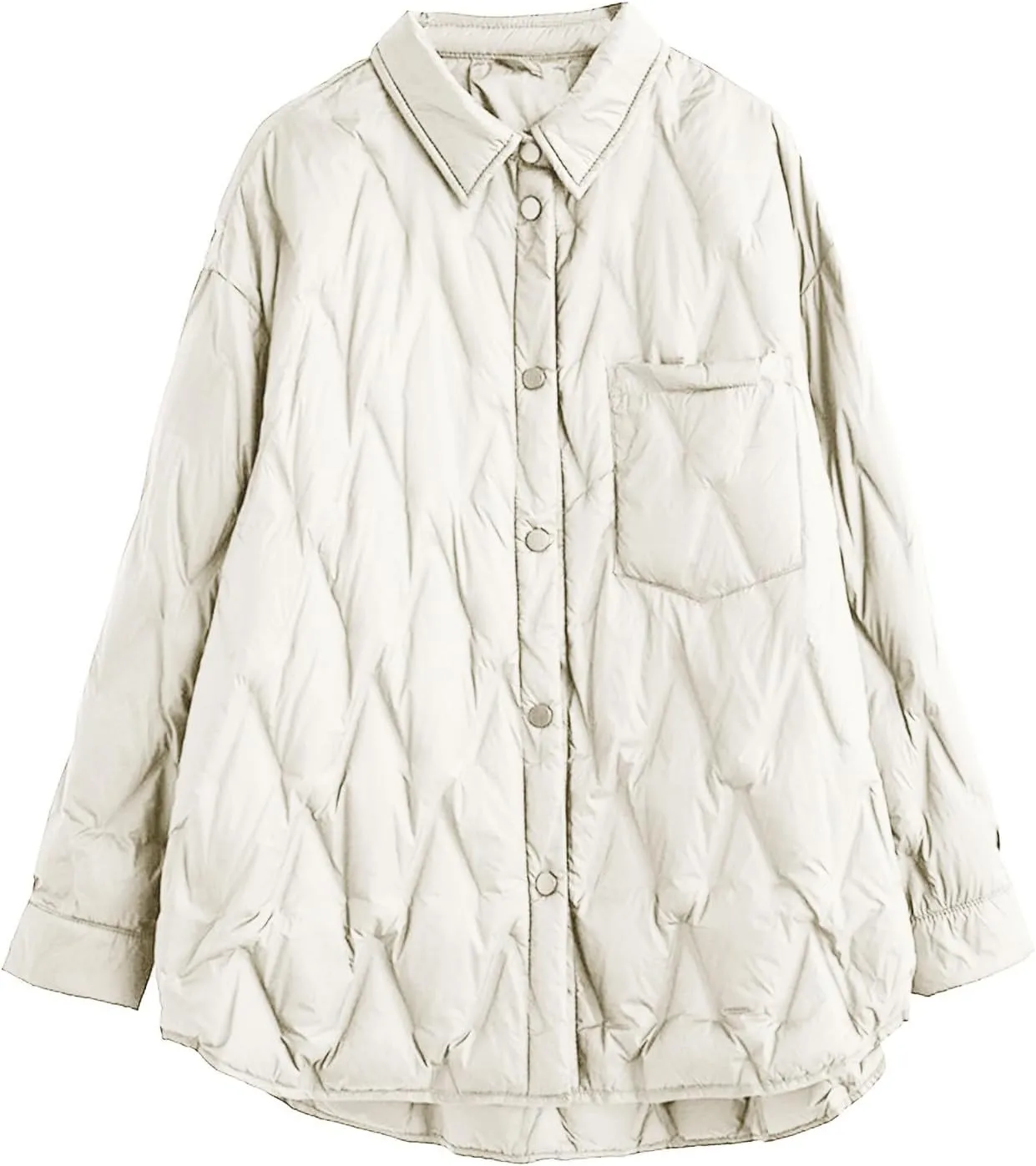 Women's Winter Quilted Jackets Casual Lightweight Puffer Jacket Button Casual Outerwear Down Winter Coat with Pockets