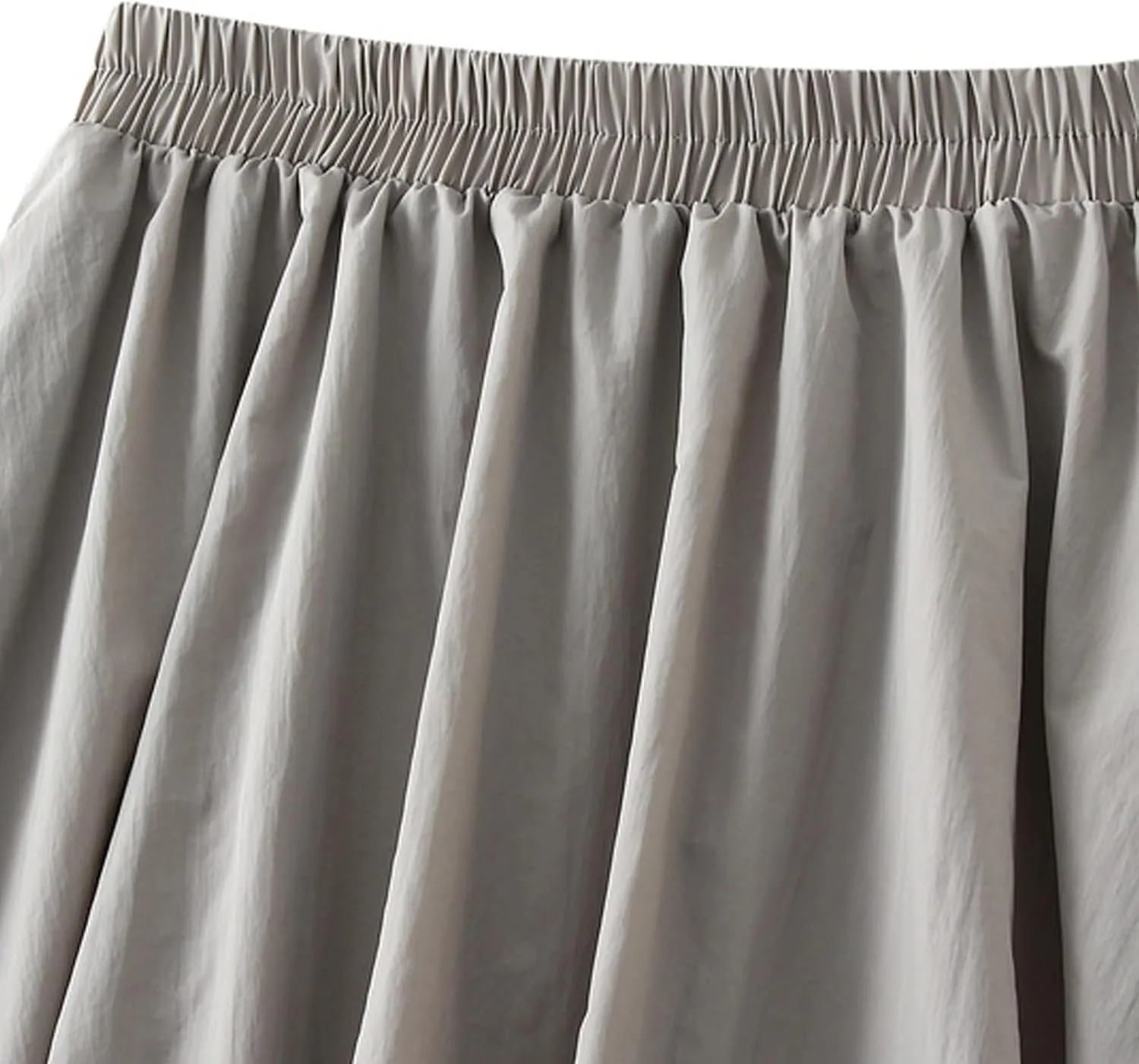 Women's Y2k Bubble Midi Skirt Elastic High Waist A Line Long Skirts Summer Casual Pleated Lantern Skirt with Pockets