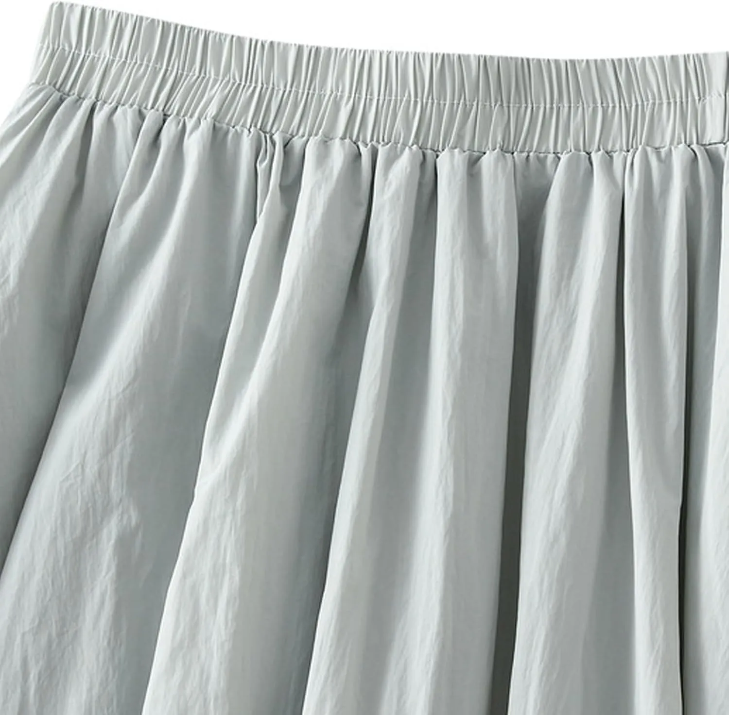 Women's Y2k Bubble Midi Skirt Elastic High Waist A Line Long Skirts Summer Casual Pleated Lantern Skirt with Pockets
