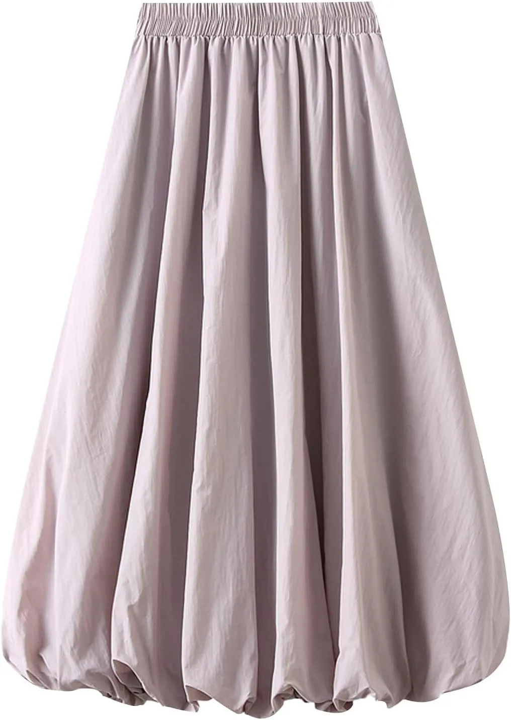 Women's Y2k Bubble Midi Skirt Elastic High Waist A Line Long Skirts Summer Casual Pleated Lantern Skirt with Pockets